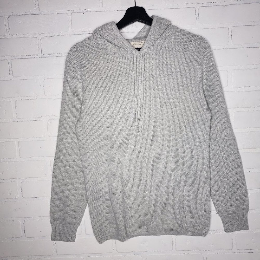 Crafted by Candy & Caviar Poly Cotton Blend Gray Hoodie Size Small Waffle Knit